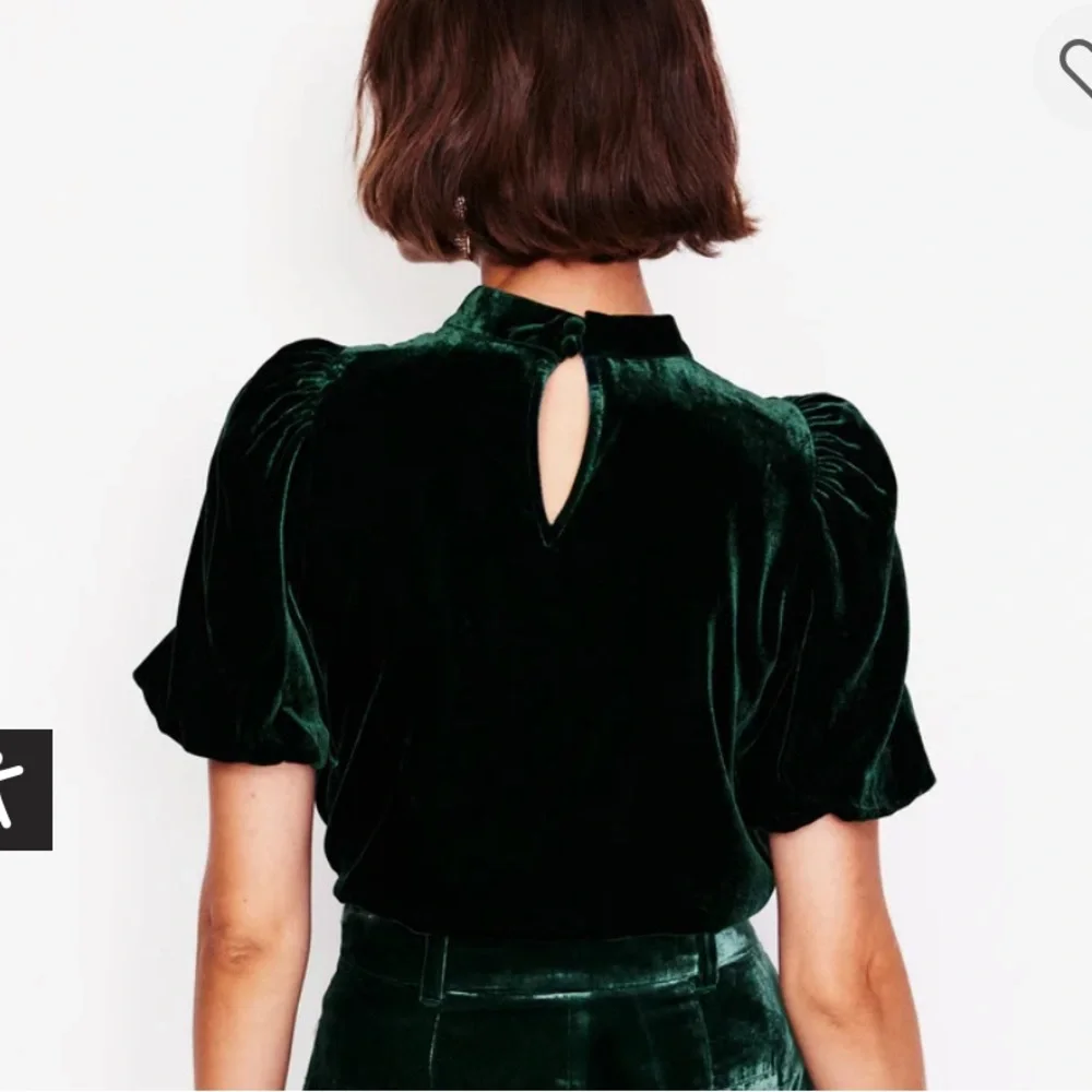 Boden puff sleeve velvet top dark green sz 10